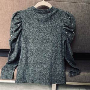 ZARA // Puff-shoulder Fleece Top